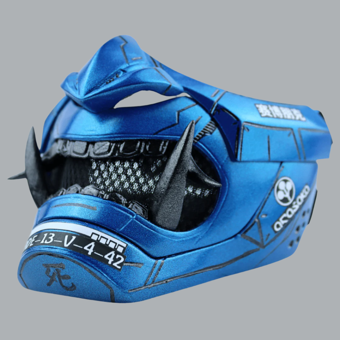 Space Armory Cyberpunk Oni Mask Metallic Blue Masks